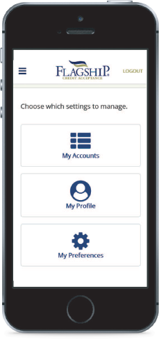 Phone with FCA customer portal on the screen